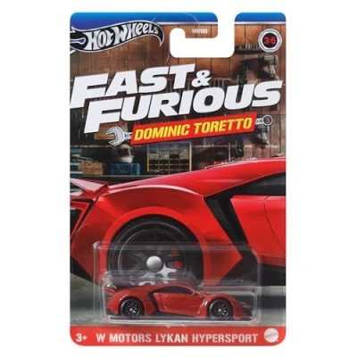 Immagine di Hot Wheels FAST AND FURIOUS DOMINIC TORETTO Die Cast Modellino Auto W MOTORS LYKAN HYPERSPORT Scala 1:64 lunghezza 7cm HRW48