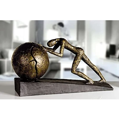Immagine di Casablanca Design Esclusiva scultura Heavy Ball in poly finitura bronzo, base nera, altezza 21,5 cm, lunghezza 37 cm