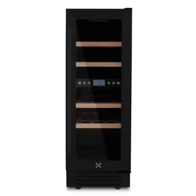 Immagine di LES PETITS CHAMPS Cantinetta per vino da incasso con 17 bottiglie CAVCEDB17 53L Black Edition, 2 zone di temperatura, design elegante in acciaio inossidabile, regolazione della temperatura 5C a