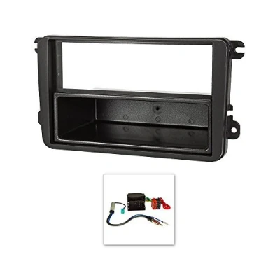 Immagine di tomzz Audio 2457 010 Set di lunetta radio adatto per vw Golf 5 v 6 vI Touran Passat 3c Caddy eos Skoda Octavia con adattatore quadlock iso, antenna Fakra phantom power din
