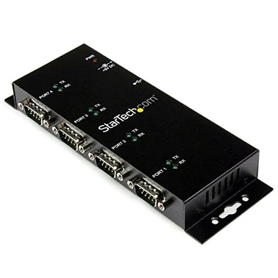 Immagine di StarTech.com Hub adattatore seriale USB a DB9 RS232 4 porte Guide DIN industriali e montabile parete Ritenzione della porta COM (ICUSB2324I)