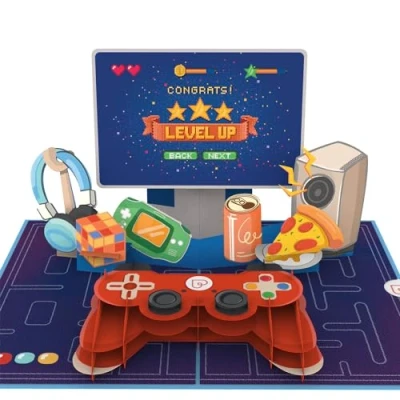 Immagine di papercrush® Pop Up Card Gaming Controller &quot;Level Up&quot; Divertente biglietto di compleanno 3D regalo per giocatori (ragazzi, amici, uomo) buono console gioco e accessori da PC