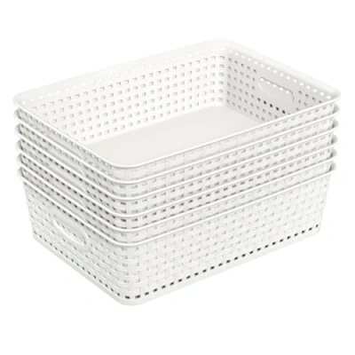 Immagine di Sandmovie Cestini da Ufficio in Plastica Formato A4 per Cucina, Colore Bianco, Confezione 6