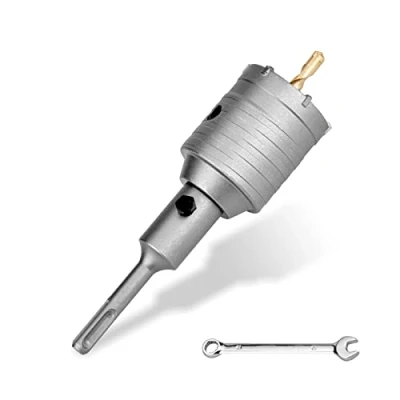 Immagine di Set di punte per trapano SDS Plus, 52 mm, filettatura M22, adattatore 120 mm e punta centraggio 8x110 sega a tazza muratura, pietra artificiale, marmo (52 mm)