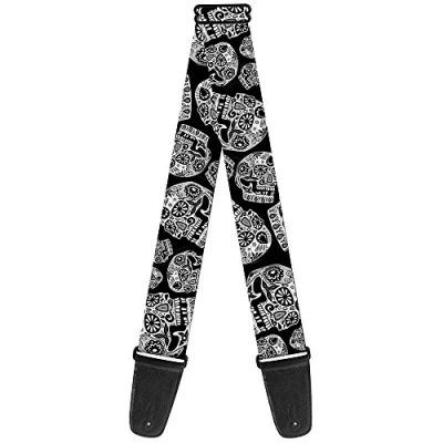 Immagine di buckle down tracolla per chitarra la polvere di vita II Sugar Skulls nero/bianco 5,1 cm Larghezza 29 137,2 lunghezza