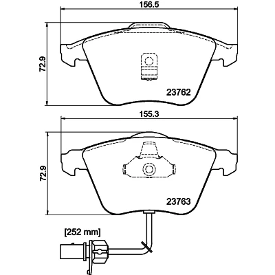 Immagine di HELLA 8DB 355 009 141 Kit pastiglie freno con segnalatore usura integrato AUDI: A6 C5 Avant, Sedan, Allroad