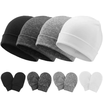 Immagine di DRESHOW Neonato Bambino Berretto e Guanti per Accessori Set Cappellino Ragazzi Ragazze Cotone 0 6 Mesi