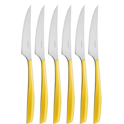 Immagine di Bugatti GL6U 021F06/6 Glamour Servizio di 6 coltelli da Dessert, in Acciaio e San, 16 x 26 3 cm, Colore: Giallo