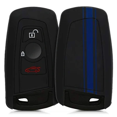 Immagine di kwmobile Custodia Coprichiave Compatibile con BMW 3 tasti controllo remoto (solo Keyless Go) Cover Copritelecomando Chiave Auto Copri Chiavi Macchina Strisce Rally