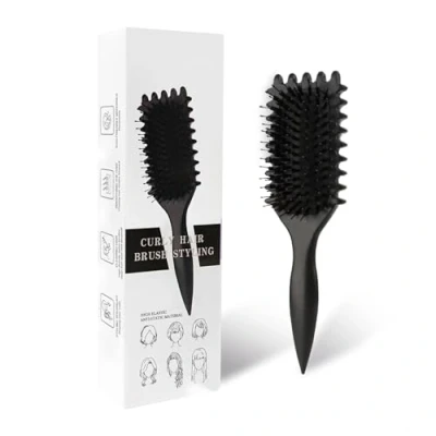Immagine di spazzola per definire i ricci, lo styling Curl Define, pettinare e modellare ricci di uomini donne ridurre la trazione, migliorare Unisex (Nero)