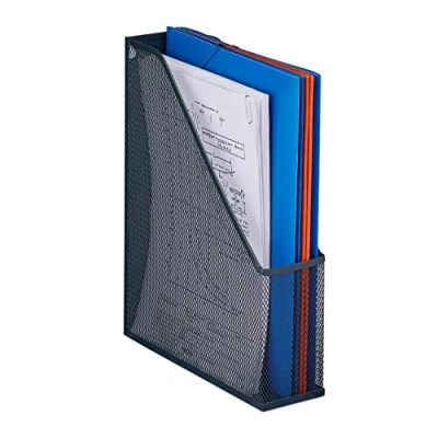 Immagine di Relaxdays Raccoglitore da Scrivania, Portadocumenti in Acciaio, Documenti A4, HLP 31,5 x 7,5 25 cm, Ufficio, Antracite