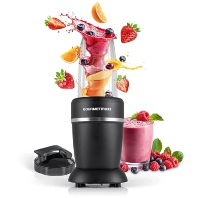 Immagine di GOURMETmaxx Blender &amp; Smoothie Maker 4 pz. Frullatore elettrico Per un pieno di vitamine da portare con sé nutrizionale coperchio a prova perdite frullati co.