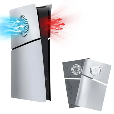 Immagine di Mcbazel PS5 Slim Faceplate Piastra di Ricambio Placche per Pannello Laterale Rigido Copertura Protettiva Accessori con Ventilazione PlayStation 5 Digital Edition Argento