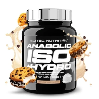 Immagine di Scitec Nutrition Anabolic Iso+Hydro Miscela di proteine del siero latte con creatina, Maca e aminoacidi Complesso ZMB6 per il mantenimento testosterone, 920 g, Biscotti &amp; crema