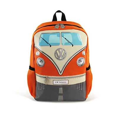 Immagine di BRISA VW Collection Volkswagen Zaino retrò casual per bambini, scuola/gite/outdoor, Campervan T1 Bus design (Fronte Bus/Arancione/15 L/Piccolo)