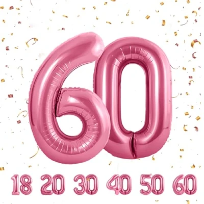 Immagine di Palloncini compleanno 60 anni 40 pollici Decorazioni Rosa di un ragazzo e una ragazza Pallone gonfiabile in foil