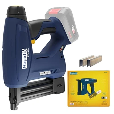 Immagine di Rapid BTX606 18V P4A Graffatrice Alimentata a Batteria con Luce LED, Compatibile Graffette Corona Stretta e Chiodini, Adatta Lavorare su Legno, Non Inclusa (5001505)