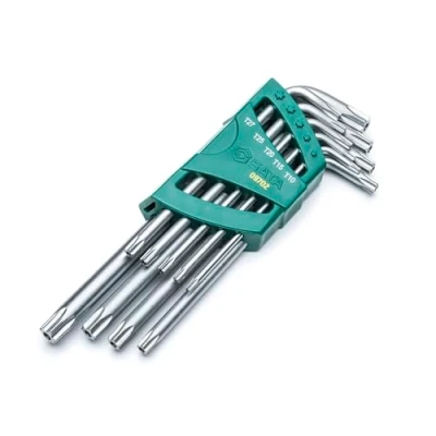 Immagine di SATA Set di 9 chiavi Torx antimanomissione a braccio lungo, con punte smussate precisione, T10 T50, contenitore per riporre oggetti, ST09702