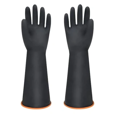 Immagine di MIN XL Guanti Resistenti a Sostanze Chimiche, in Lattice Resistenti, Resistono Forti Acidi, Alcali e Olio (45CM)
