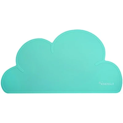 Immagine di Kindsgut tovagliette in silicone a forma di nuvola, sottotazza dal design adatto ai bambini e dai colori tenui, senza BPA, menta