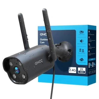 Immagine di GNCC Telecamera Wi Fi Esterno 2K, Videocamera Sorveglianza Wifi, Visione Notturna, Sirena, Rilevamento Del Movimento, Registrazione 24/7, Audio Bidirezionale, Funziona con Alexa, IP65, 2,4GHz