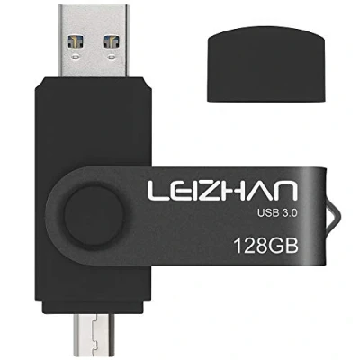 Immagine di LEIZHAN Chiavetta USB 128GB,Flash Drive 3.0 OTG Memory Stick per Telefono Huawei Samsung Android Tablet Mac PC Nero