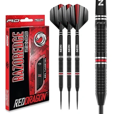 Immagine di RED DRAGON Razor Edge ZX 95 Set di Freccette Professionali in tungsteno da 24 Grammi con Alette e aste nitrotech (steli)