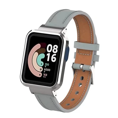 Immagine di nuosiweilang Compatibile con Xiaomi Mi Watch Lite/Redmi Cinturini,Mi Lite Bracciale Cinturino in Pelle Sostituisci Accessori Redmi Lite,Grigio