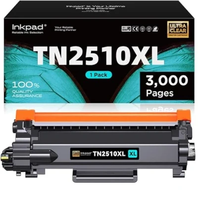 Immagine di iNKPAD 【Alta Capacità】 TN 2510XL Cartuccia Toner Compatibili per Brother TN2510XL HL L2400DW L2445DW DCP L2620DW L2665DW MFC L2835DW L2800DW L2860DW Stampante Laser (1 NERO)
