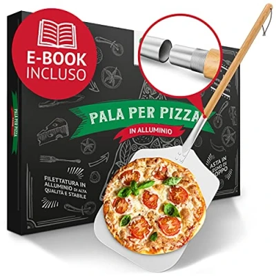 Immagine di pizza Divertimento® Pala per in alluminio inossidabile [83 cm] Filettatura pratica e robusta con bordi arrotondati