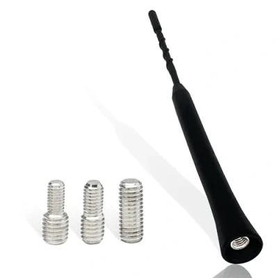 Immagine di Vecys Universelle Autoantenne 24cm Autoantennenstange Dachantenne FM AM Ersatzantenne mit 3 Adaptern (M4, M5, M6) Kurzstange zum Einstellen Radios DAB + Autoadapter Schwarz