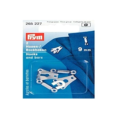 Immagine di Prym Ganci per Pantaloni E Gonna, Metal, Argento, Larghezza 9 mm, 2 Pezzi, unità