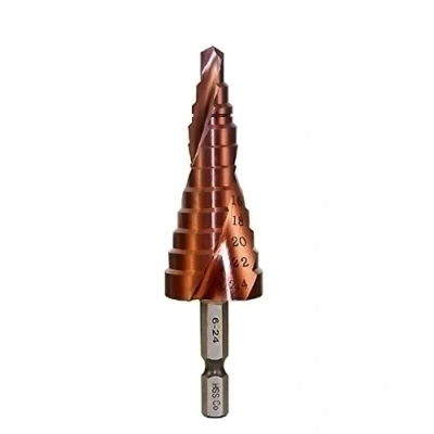 Immagine di Mengshen Cobalto Punte a Gradini 6 24mm, HSS M35 Spirale Flauto Large Drill Multi Hole Hex Shank Svasatura Taglio di Foratura Ingrandire Piatto in Acciaio Inox Quenching Piastra