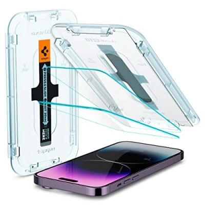 Immagine di Spigen Glas.tR EZ Fit Vetro Temperato compatibile con iPhone 14 Pro Max, 2 Pezzi, Cristallino, Durezza 9H Pellicola prottetiva