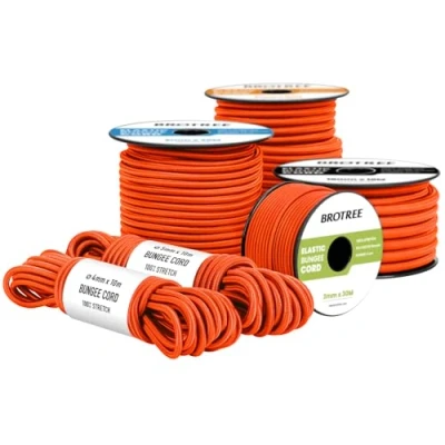 Immagine di Brotree Corda Elastica 10mm x 10m Arancio Gomma Elastici per Teloni Allenare Barca