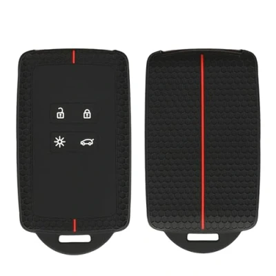 Immagine di kwmobile Custodia Coprichiave Compatibile con Renault 4 tasti Smart Key (solo Keyless Go) Cover Copri Telecomando Chiave Auto Chiavi Macchina nero/rosso
