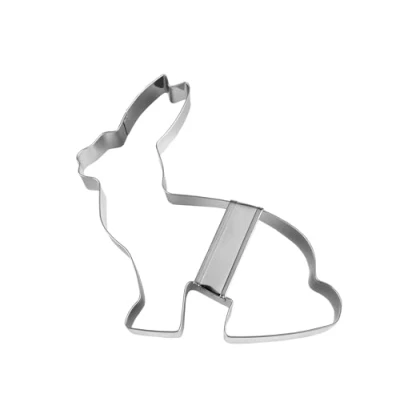 Immagine di Stampini per Biscotti a Forma di Coniglio Seduto, Argento, Acciaio Inossidabile, Silver, 14 cm