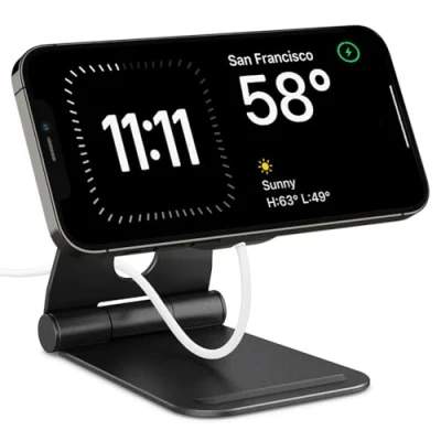 Immagine di Spigen Mag Fit S Supporto di Ricarica Compatibile con Caricabatterie MagSafe (2020 2023) iPhone 16/15/14/13/12 Modelle, AirPod Pro 2/1, 4 (2024) / 3 Nero