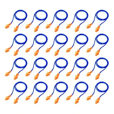Immagine di Bememo 20 Paia Tappi per Le Orecchie con Filo in Silicone Riutilizzabili Cordino Fasciati Cancellazione del Rumore Sonno Protezione d&#039;Udito, Blu