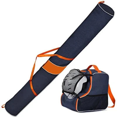 Immagine di Ferocity Premium Set borsa da sci e per scarponi 1 paio di scarpe con tasca in rete rimovibile blu arancione [053]
