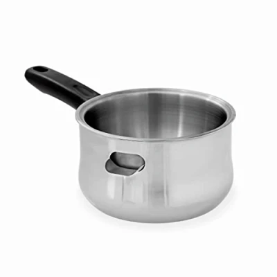 Immagine di Lacor 62600 Vaso per bagno, acciaio inox 18/10, manico resistente al calore, apertura laterale acqua, adatto a tutti i fuochi incluso Induzione, lavabile in lavastoviglie, 16 cm, 1 L