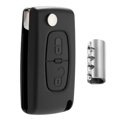 Immagine di Jongo Guscio Chiave Senza Lama Compatibile con Peugeot 207 307 308 407 3008 5008 e Citroën C2 C3 C4 C5 C6 C8 CE0523 Custodia per Remota Auto a 2 Pulsanti