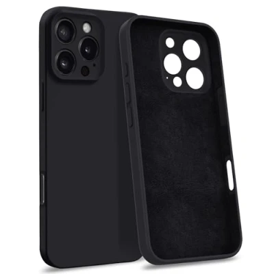 Immagine di MyGadget Custodia in Silicone compatibile con iPhone 16 Pro Max [Quadrupla Protezione] Case Rigido Fodera Microfibra Cover Nero