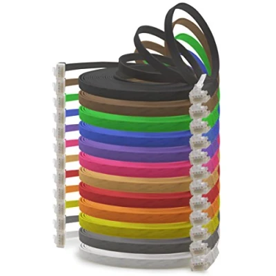 Immagine di 1aTTack.de 1m 12 colori pezzi Cavo di Rete Ethernet Cat6 Piatto Lan Gigabit RJ45 Cat 6 compatibile Cat5 Cat5e Cat7 Cat8