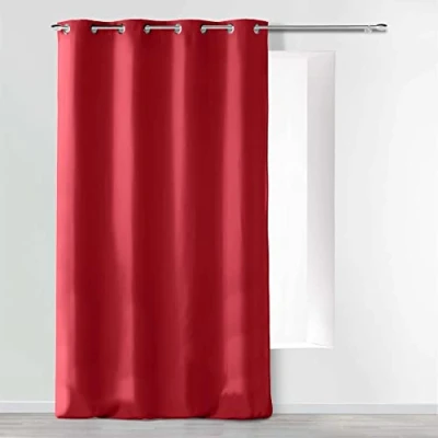 Immagine di douceur d&#039;Intérieur tenda a occhielli microfibra unita assoluto, Poliestere, rosso, 260 x 140 cm