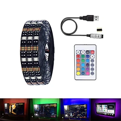 Immagine di Striscia LED USB 5V Multicolore 5050 RGB Variabile No Impermeabile TV Sfondo Illuminazione 3M DIY Flessibile Luce