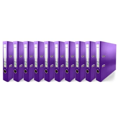 Immagine di Netuno 10 raccoglitori cartone ecologico riciclato lilla a 2 anelli A4 dorso 5 cm per ufficio scuola archivio faldoni portadocumenti