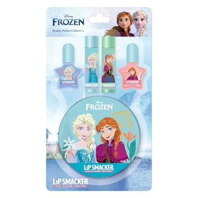 Immagine di Lip Smacker Frozen Beauty Pocket Collection, Set Trucchi Bambina di Frozen, 4 Pezzi, Lucidalabbra e Smalto, Astuccio Anna ed Elsa, per Divertimento Senza Fine, Regali