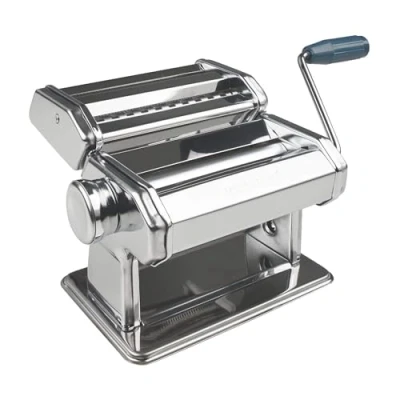 Immagine di Fackelmann,Macchina per tirare la pasta a mano regolabile, 19,5x16x17 cm,Linea Easy prepare, supporto di fissaggio al piano lavoro, 3 varietà pasta,(colore:argento,blu), quantità: 1 pezzo, 27916