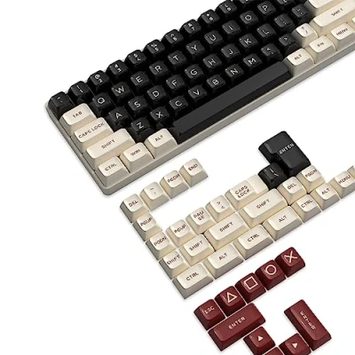 Immagine di MAMBASNAKE 149 Tasti Doppio Colpo PBT Copritasti Set,Profilo ASA,ANSI US Layout per TKL/61/68/87/98/104/108 Tastiera Meccanica,Compatibile con Cherry MX Gateron Otemu Kailh Interruttori (Roma Retrò)